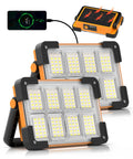 2 Pack Solar Rechargeable Work Light With 144 LED Beads And 10000LM Ultra Bright Output Off Grid Garage Night Lighting Kit