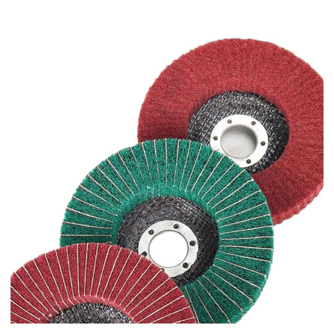 Killer 5 Inch Nylon Flap Polishing Wheels For Angle Grinder 125mm Grind Disc with red and green non woven pads.