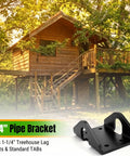 Beefy Heavy Duty Treehouse Bracket With Attachment Bolts For 1.25 Inch Lags Or TABs Static Support Plate High Strength Steel Powder Coated Black Load Bearing Treehouse Hardware, black steel pipe bracket for treehouse lag bolts