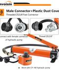 Hydraulic jack kit by Bonvoisin, orange with hose and fittings, CP-180 pump.