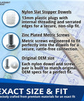 Nylon Slat Stopper Dowels and Zinc Plated Screws for secure fit, Rugged Bed Slat Holders With Heavy Duty Screws For IKEA Malm And Hemnes Frames Durable Nylon Dowels Zero Fuss Installation Hella Secure Replacement Kit For Bedroom Furniture Fixes.