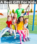 Children playing on 48 Inch Saucer Swing For Backyard Fun The Whole Family Can Ride Together 900 Lbs Capacity With Adjustable Hanging Straps