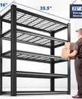 72 Inch Beefy Heavy Duty Garage Shelving Unit With Adjustable Metal Shelves For Basement Storage, Ultra Strong Steel Frame, Reinforced Uprights, Easy Assembly, Crazy High Load Capacity For Tools And Gear showing 72in black steel shelves