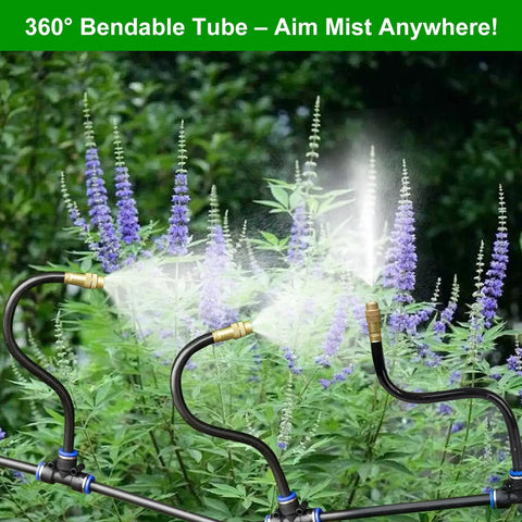Brass Misting Nozzles For Five Sixteenth Inch Drip Irrigation Tubing 360 Degree Adjustable Rotating Sprayers in action
