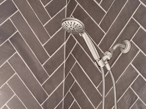Handheld Shower Head With Hose In Spot Resistant Brushed Nickel Finish 6 Spray Patterns easy wall mount in bathroom