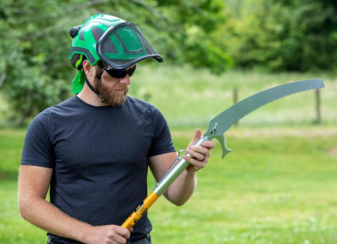18 Foot Pole Saw Kit Featuring A 15 Inch Rust Resistant Blade And Three Interlocking Yellow Fiberglass Poles To Knock Out Overgrown Canopy Branches With Zero Sweat