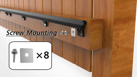Heavy Duty Reinforced Nylon Gear Rack Kit Built Tough For Sliding Gate Openers mounted on wooden gate with screw hardware visible