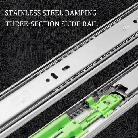 Stainless steel soft close full extension drawer slides 10 inch 1 pair heavy duty ball bearing side mount rails with quiet damping