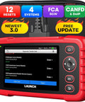 CRP129X V3.0 Elite OBD2 Scanner For Cars with 12 Reset Services and DoIP, shown with display and settings, red handheld device