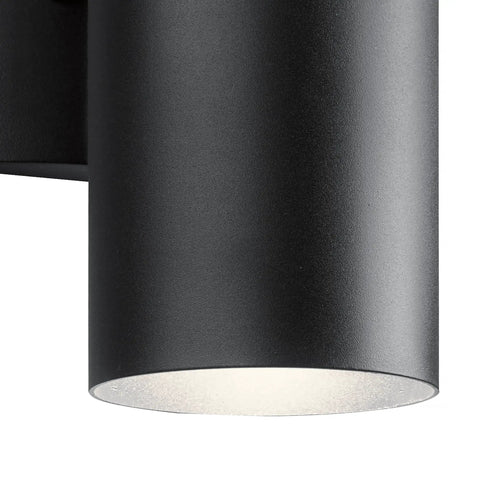 Textured Black 12 Inch Outdoor Wall Sconce Cylinder Exterior LED Light 1 Light Front Porch Fixture Modern Architectural Outdoor Lighting For Home Exterior