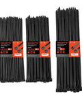 Heavy Duty Zip Ties 150 Pack Set With 12, 12, And 18 Inch V Shaped Double Sided Assorted Sizes, 200Lb Tensile Strength Nylon Tie Wraps For Indoor And Outdoor Use, Weather Resistant, Tough As Nails Build To Last, Easy To Use displayed on a white background