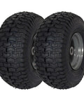 Two Pack 15x6.00-6 Pneumatic Tire And Wheel Assembly For Riding Lawn Mowers Turf Saver Front Tires 4 Ply Center Hub