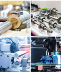 Collage showing Two Pack Tr8x8 Lead Screw Brass Nut For 3D Printers And CNC Machines in use with equipment and models
