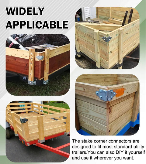 Four Sets Trailer Wood Side Brackets Latches With Screws For Secure Stake Panels Gates And Corners Heavy Duty Kit
