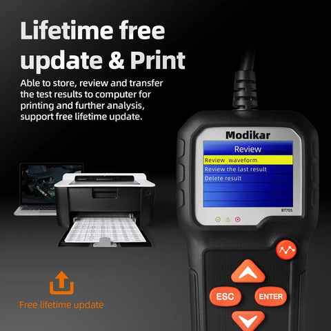 6V 12V Car Battery Tester BT705 With 100-2000 CCA Range And Alternator Tester, free lifetime update screen