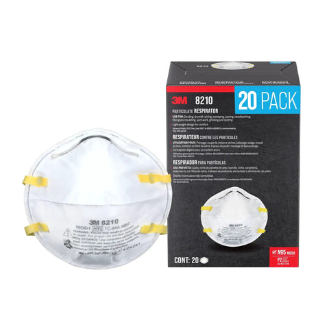 N95 Respirator Mask For Drywall Sanding All Day Comfort NIOSH Approved 95 Percent Filtration Advanced Filter Media For Easy Breathing Cushioned Nose Foam Adjustable Nose Clip Stretchable Straps 20 Pack Model 8210D20DC