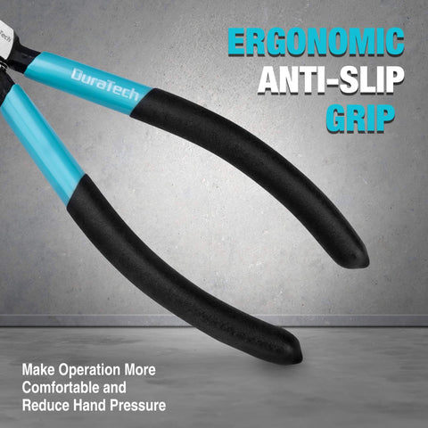 Close-up of the 5 Inch Pro Grade Wire Cutter with CNC Machined Edges and CR V Thickened Flush Cutter, showing ergonomic anti-slip grip.