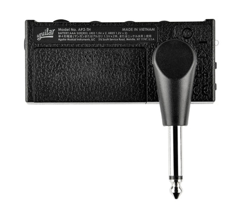 Back view of Tone Hammer Inspired Bass Guitar Headphone Amp With Dual Analog Channels, showing plug and textured surface.