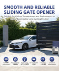 Heavy Duty 1400 Lb Automatic Sliding Gate Opener For Gates Up To 40 Feet, showcasing car entering through the opened gate