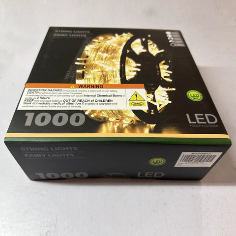 Box of Ultra Long Outdoor Christmas Lights 330Ft 1000 LED String Lights With Reel 8 Modes And Timer Remote UL Listed
