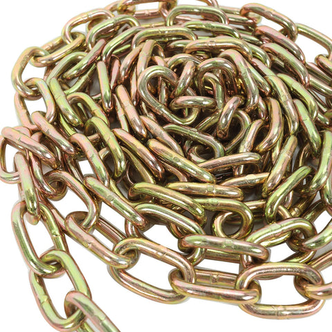 Coiled One Quarter Inch By Twelve Feet Grade 70 Binder Chain For Tie Down And Flatbed Cargo With Clevis Grab Hooks G70 Tow Chain