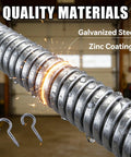 Close-up of V6 Door Spring For Screen Door Sixteen Inches Long Half Inch Wire Diameter Galvanized Steel Closure Spring With Two Hooks.
