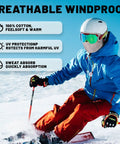 Skier wearing breathable windproof gear showcasing Two Pack FR Fire Resistant Face Masks for Men Balaclava Style Welding Hood Gear.