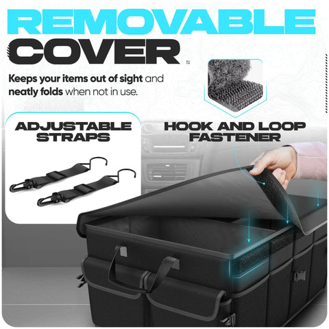Must Have SUV Trunk Organizer Foldable 50L Storage with adjustable straps and removable cover