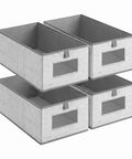 Top Shelf Fabric Storage Bins With Clear Mesh Windows And Tough Pull Handles Level Up Your Closet Game In Clean Grey Four Pack.
