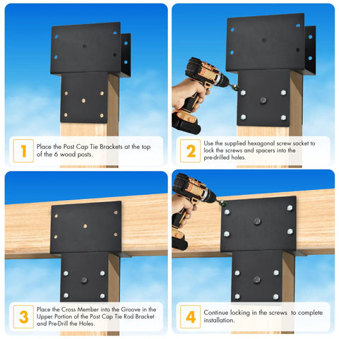 Two Pack Heavy Duty 4x4 Post Brackets For Exterior Wood Posts And Beams Internal 3 Point 5 By 3 Point 5 Inches Fits Gazebo Deck And Patio Posts Beefy Steel Powder Coated Black Weatherproof And Rust Resistant