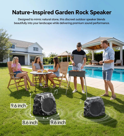 Outdoor Rock Speaker With 60W Deep Bass And Remote Control IPX7 Waterproof Solar Powered Bluetooth Speaker For Poolside Party Ready