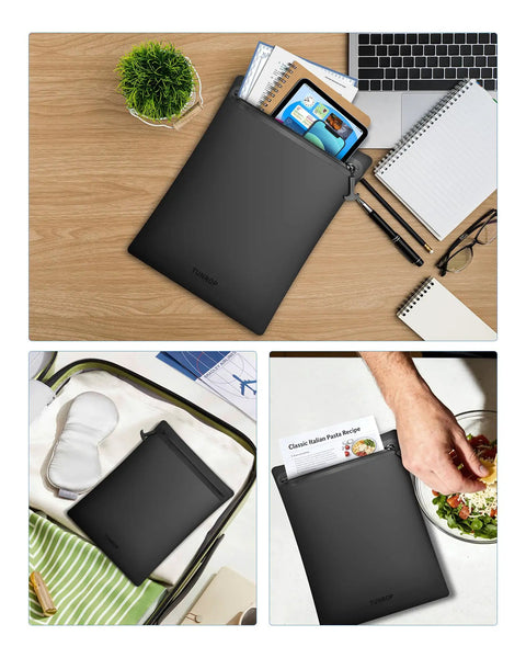 IPX8 Waterproof Document Bag Submersible One Meter For Business Travelers And Boating on wooden desk with documents visible