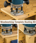 8 Piece Router Template Guide Bushing Kit With Dovetail And Hinge Jigs For Smooth Woodworking Edge Trimming Compatible With Bosch Models Giving You Zero Sweat Precision Daily on wood surface.
