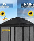 11x11 Pop Up Gazebo Tent With Mesh Netting, Instant Outdoor Canopy With UPF 50 Plus UV Protection, Water Resistant, Black