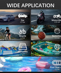 Wide application of All In One Portable Tire Inflator And Jump Starter Kit for cars, motorcycles, bicycles, basketballs, inflatables, and pool floats.