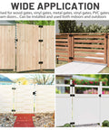 Pro Grade Self Closing Gate Hardware Kit With Heavy Duty Hinges And Latch for Wooden Vinyl PVC Fence Gates installed views
