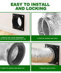 Magnetic Dryer Vent Connector Kit With Quick Connect And Self Aligning Magnets, showing installation steps and airtight seal.
