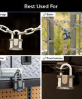 50mm Laminated Steel Padlock Kit Keyed Boron Steel Shackle Solid Steel Body Six Pack Weatherproof, used on gate and locker