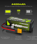 3S LiPo Battery 4400mAh 11.1V 35C with XT60 connector for RC models, showcasing high energy density and superior charge cycles