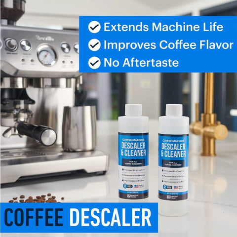 Universal Descaling Solution For All Automatic Coffee Makers And Espresso Machines Made In The USA Descaler Cleaner For Mineral Scale And Oil Buildup Deep Cleaning For Home Coffee Equipment