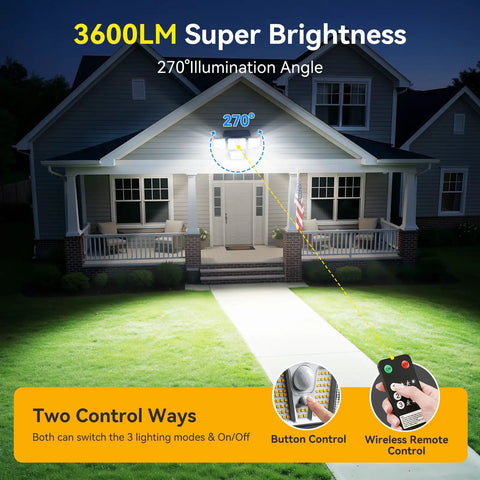 Super Bright Solar Flood Lights With Smart Motion Sensor And Remote Control 3600 Lumen Quad Adjustable Heads For Ultimate Yard Security No Sweat Weatherproof Outdoor Lighting Total Game Changer