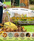 Unbreakable Nylon Leaf Rake With 16.5 Inch Wide Head And 45 Inch Long Handle Lightweight Yard Tool for leaves on grass