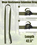 Universal Tree Stand Shoulder And Tether Straps Must Have Kit showing 42.5" wear resistance extension strap with buckle details.