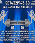 Gas Range Oven Igniter Replacement 120V WP7432P143-60 with ceramic wire connectors on blue background