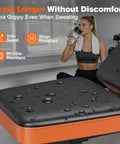 Close-up of black and orange seat of Adjustable Weight Bench With Squat Rack For Home Gym Use 770Lb Heavy Duty Olympic Bench Press.