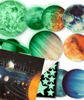 Glow In The Dark Space Wall Stickers Stars And Planets Set For Kids Room Ceiling Decals, showcasing glowing planets and stars.