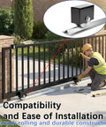 Worker installing Heavy Duty Extra Wide 3.5-Inch V-Track For Sliding Gates, Universal Ground Track Kit In Galvanized Steel