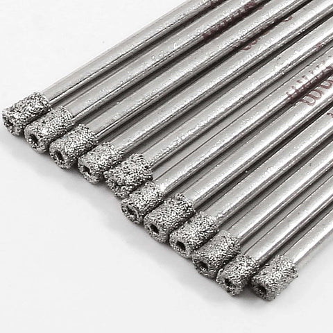 Luomorgo 12-piece diamond drill bit set, 3 mm (1/8 in) diameter, diamond-coated tips for glass and tile