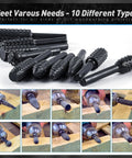 10 Pack Woodworking Twist Drill Bits Set with 6.3mm Shank, Durable 1045 Steel Black Oxide, 58mm Total Length, multiple views