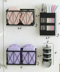 4 Pack No Drill Cabinet Door Lid Organizer For Plastic And Tumbler Lids Wall Mounted Kitchen Storage With Magnetic Straw Holder features pink and purple containers.